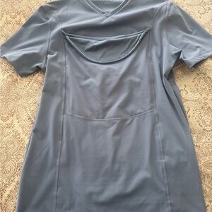 Men's Slate Blue Kangaroo Pocket Baby-Wear Dad Shirt / Medium